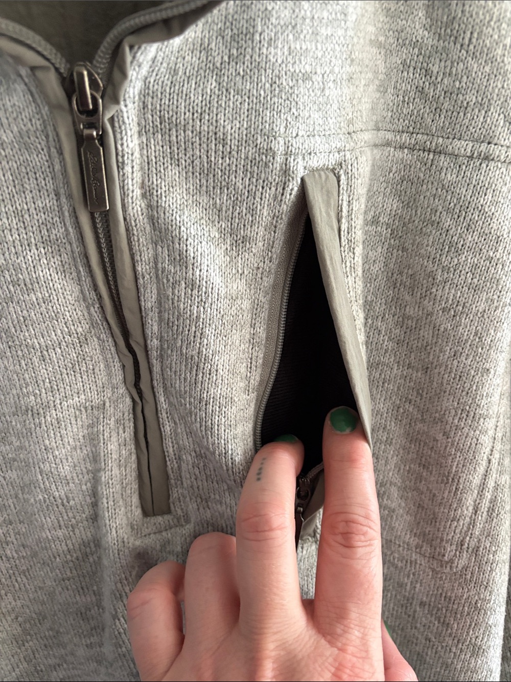 Eddie Bauer half zip fleece lined sweater pull over - Picture 4 of 8